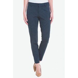 LIVERPOOL Knit Trouser "Kelsey" Mid-Rise Straight Ponte Navy Pin Stripe Women 12